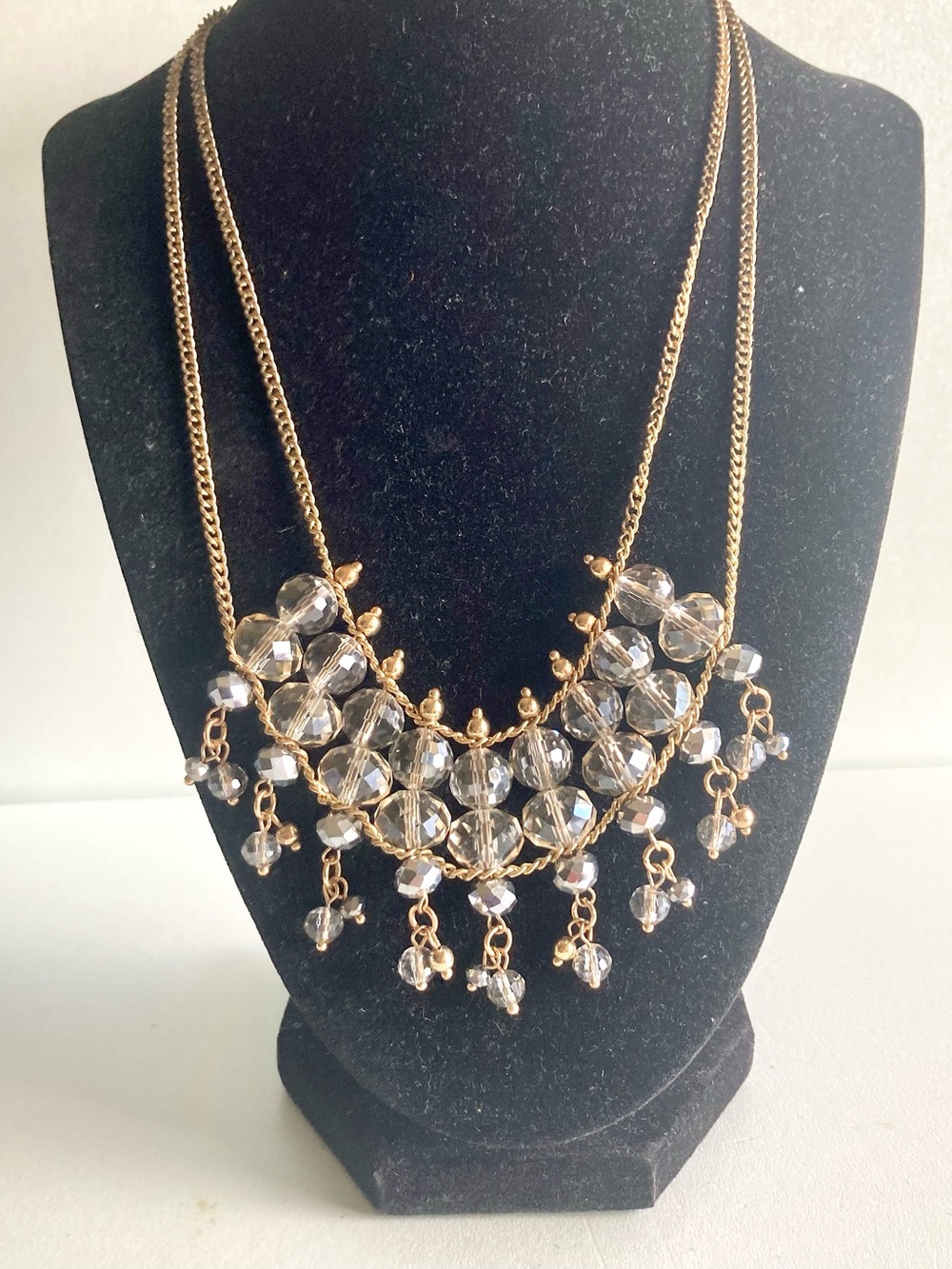 Saks Fifth Avenue Gold-Tone Crystal Statement preloved Necklace Jewelry